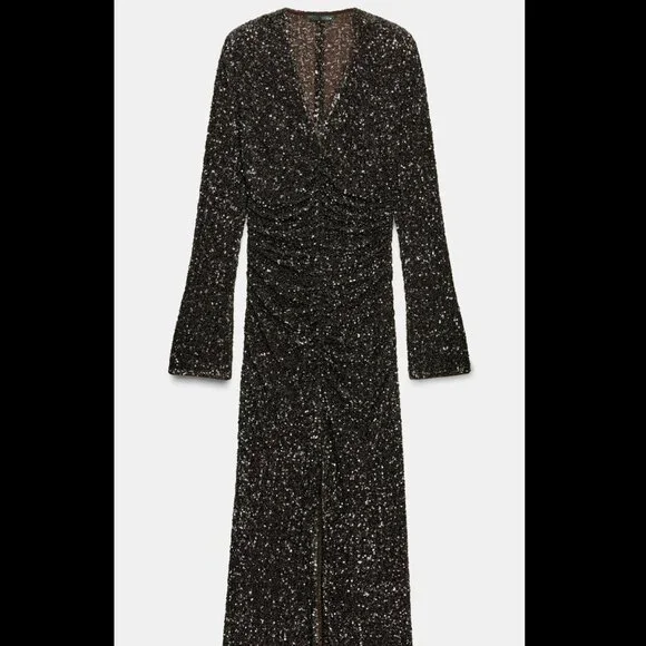 Zara - ZW COLLECTION SEQUIN SHOULDER PAD DRESS - Picture 3 of 4